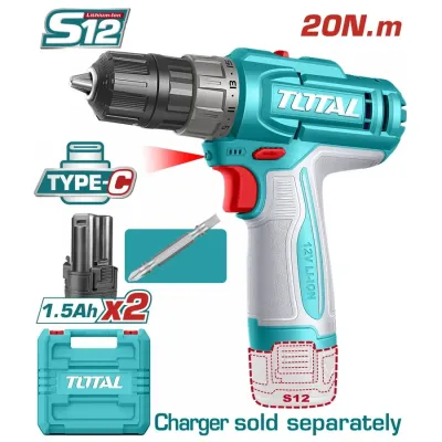TOTAL ΔΡΑΠ/ΒΙΔΟ ΜΠΑΤ. Li-ion 12V / 1.5Ah / 20Nm / 2 ΜΠΑΤ Type-C (TDLI12206E)