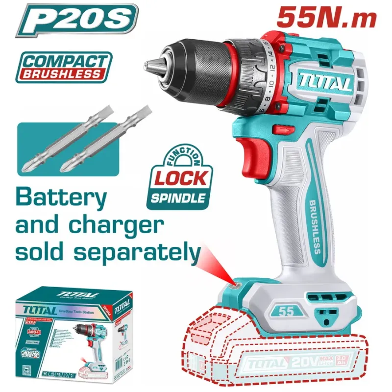 TOTAL ΕΠΑΓΓ. ΔΡΑΠΑΝΟΚΑΤΣΑΒΙΔΟ ΜΠΑΤ. Li-ion 20V / 55Nm BL Motor ΧΩΡΙΣ ΜΠΑΤ & ΦΟΡΤΙΣΤΗ (TDLI205581)