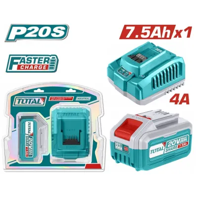 TOTAL ΕΠΑΓΓ. ΣΕΤ 1τεμ ΜΠΑΤ TFBLI2075 Li-ion 20V/7.5Ah + 1τεμ ΤΑΧΥΦΟΡΤΙΣΤΗΣ TFCLI20411E (TFBCPK1417E)