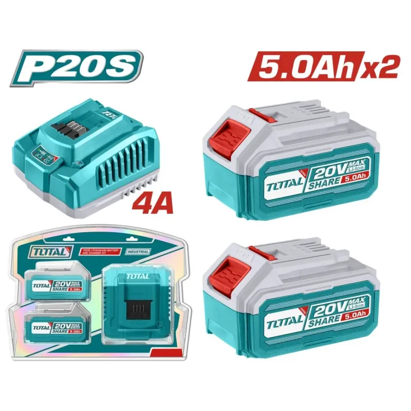 TOTAL ΕΠΑΓΓ. ΣΕΤ 2τεμ ΜΠΑΤ. TFBLI2053 Li-ion 20V/5Ah + 1τεμ ΤΑΧΥΦΟΡΤΙΣΤΗΣ TFCLI20411E (TFBCPK2513E)