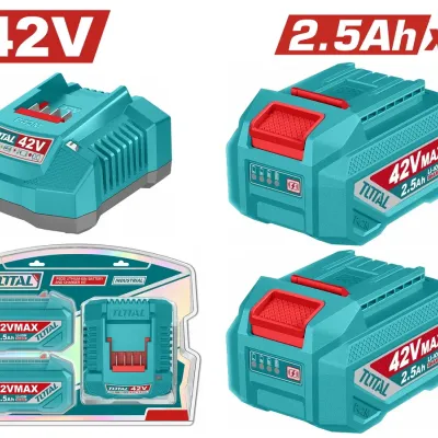 TOTAL ΕΠΑΓΓ. ΣΕΤ 2τεμ ΜΠΑΤ. TFBLI42251E Li-ion 42V/2.5Ah + 1τεμ ΦΟΡΤΙΣΤΗΣ TFCLI42021E (TFBCPM25221E)