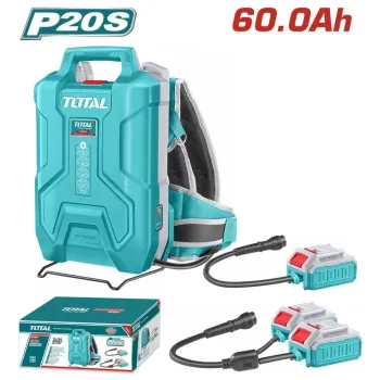 TOTAL ΕΠΑΓΓ. ΤΡΟΦΟΔΟΤΙΚΟ ΠΛΑΤΗΣ ΜΠΑΤΑΡΙΑΣ Li-ion 20V/20V+20V / 60Ah / 30Ah (1080Wh) (TFBLI241110)
