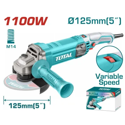 TOTAL ΕΠΑΓΓ. ΓΩΝΙΑΚΟΣ ΛΕΙΑΝΤΗΡΑΣ 1.100W - 125mm ΗΛΕΚΤΡΟΝΙΚΟΣ (TG110125565E)