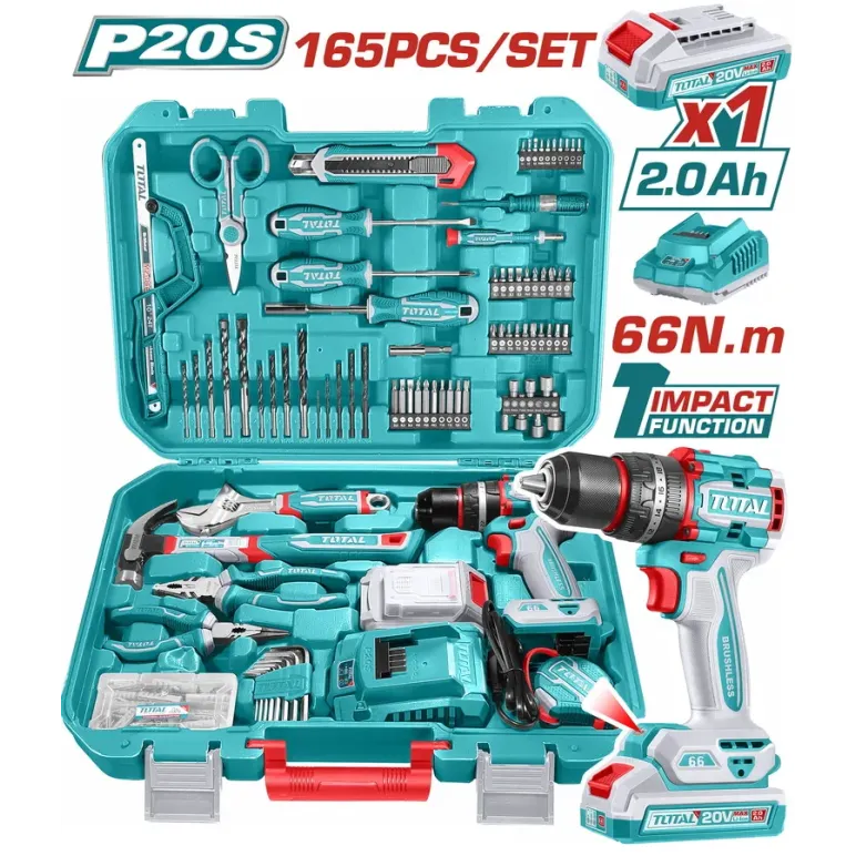 TOTAL ΕΠΑΓΓ. ΣΕΤ ΔΡΑΠ/ΒΙΔΟ ΚΡΟΥΣΤΙΚΟ ΜΠΑΤ. Li-ion 20V/2Ah/66Nm/1 ΜΠΑΤ BL Motor 165ΤΕΜ (THKTHP11652E)