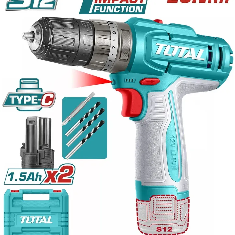 TOTAL ΔΡΑΠ/ΒΙΔΟ ΚΡΟΥΣΤΙΚΟ ΜΠΑΤ. Li-ion 12V / 1.5Ah / 20Nm / 2 ΜΠΑΤ Type-C (TIDLI12206E)