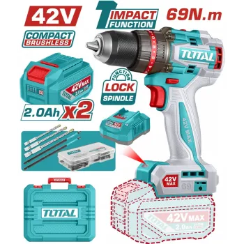 TOTAL ΕΠΑΓΓ. ΔΡΑΠ/ΒΙΔΟ ΚΡΟΥΣΤΙΚΟ ΜΠΑΤ. Li-ion 42V / 2Ah / 69Nm / 2 ΜΠΑΤ BL Motor (TIDLI426982E)