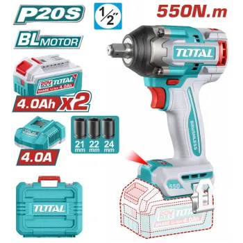 TOTAL ΕΠΑΓΓ. ΜΠΟΥΛΟΝΟΚΛΕΙΔΟ ΜΠΑΤ. Li-ion 20V / 4Ah / 550Nm / 2 ΜΠΑΤΑΡΙΕΣ BL Motor (TIWLI2055E)