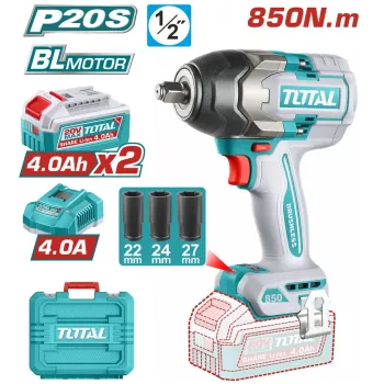 TOTAL ΕΠΑΓΓ. ΜΠΟΥΛΟΝΟΚΛΕΙΔΟ ΜΠΑΤ. Li-ion 20V / 4Ah / 850Nm / 2 ΜΠΑΤΑΡΙΕΣ (TIWLI2085E)
