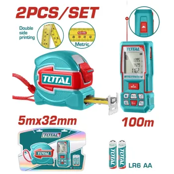 TOTAL ΕΠΑΓΓ. ΣΕΤ ΜΕΤΡΗΤΗΣ ΑΠΟΣΤ. LASER 100m 2ΤΕΜ (TOS250902M)