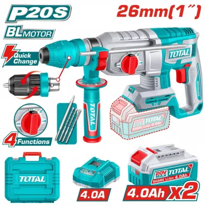 TOTAL ΕΠΑΓΓ. ΣΕΤ ΠΝΕΥΜΑΤΙΚΟ ΠΙΣΤΟΛΕΤΟ ΜΠΑΤ. Li-ion 20V / 4Ah / 2 ΜΠΑΤΑΡΙΕΣ ΜΕ ΤΑΧΥΤΣΟΚ (TRHLI202689)