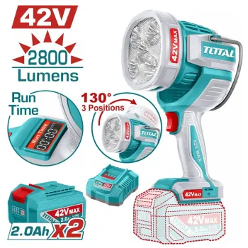 TOTAL ΕΠΑΓΓ. ΠΡΟΒΟΛΕΑΣ LED ΜΠΑΤ. Li-ion 42V / 50W / 2Ah / 2 ΜΠΑΤ (TWLI42896E)