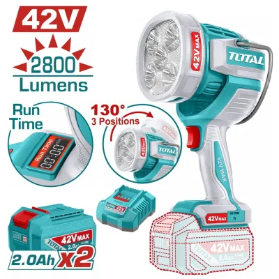 TOTAL ΕΠΑΓΓ. ΠΡΟΒΟΛΕΑΣ LED ΜΠΑΤ. Li-ion 42V / 50W / 2Ah / 2 ΜΠΑΤ (TWLI42896E)