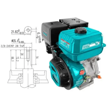 TOTAL Κινητήρας βενζίνης 270cc - 9HP Σφήνα (TGEN1771)