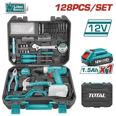 TOTAL ΣΕΤ ΔΡΑΠ/ΒΙΔΟ ΜΠΑΤΑΡΙΑΣ ΛΙΘΙΟΥ 12V / 1.5Ah / 20Nm 128ΤΕΜ (THKTHP11282)