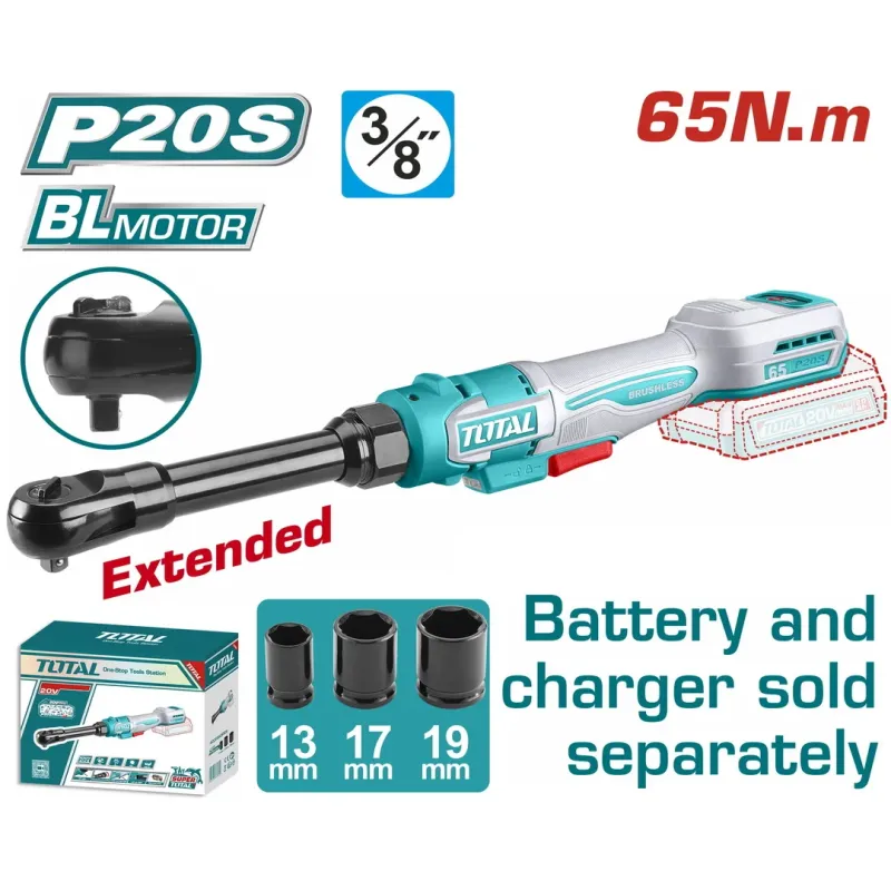 TOTAL ΕΠΑΓΓ. ΚΑΣΤΑΝΙΑ ΜΑΚΡΙΑ 3/8" / 65Nm ΜΠΑΤ. Li-ion 20V ΧΩΡΙΣ ΜΠΑΤΑΡΙΑ & ΦΟΡΤΙΣΤΗ (TDRLI206529)