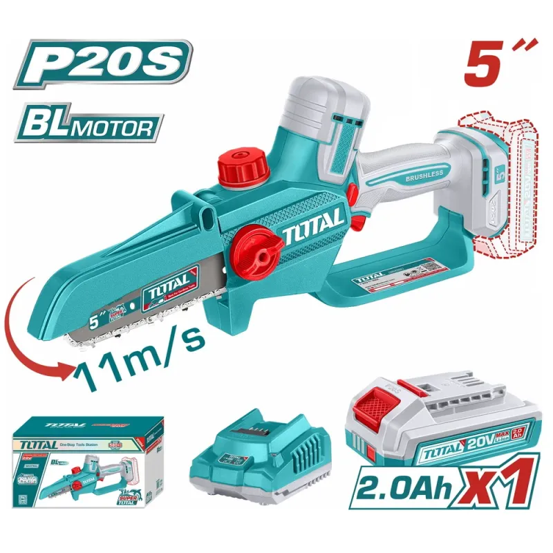 TOTAL ΕΠΑΓΓ. ΣΕΤ ΑΛΥΣΟΠΡΙΟΝΟ ΚΛΑΔΕΥΤΙΚΟ ΜΠΑΤ. Li-ion 20V / 5" / 2Ah / 1 ΜΠΑΤ BL Motor (TGSLI20561E)