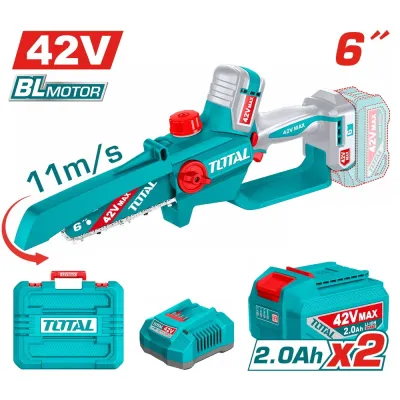 TOTAL ΕΠΑΓΓ. ΣΕΤ ΑΛΥΣΟΠΡΙΟΝΟ ΚΛΑΔ. ΜΠΑΤ. Li-ion 42V / 6"/ 2Ah / 2 ΜΠΑΤ BL Motor (TGSLI42681E)