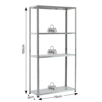 ΡΑΦΙΕΡΑ ΜΕΤΑΛΛΙΚΗ ΓΑΛΒΑΝΙΖΕ 75x30x150 - 30kg - 4 ΡΑΦΙΑ 610413