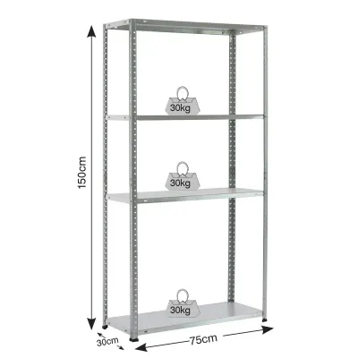 ΡΑΦΙΕΡΑ ΜΕΤΑΛΛΙΚΗ ΓΑΛΒΑΝΙΖΕ 75x30x150 - 30kg - 4 ΡΑΦΙΑ 610413
