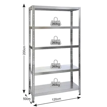 ΡΑΦΙΕΡΑ ΜΕΤΑΛΛΙΚΗ 120x50x200 ΓΚΡΙ 260kg 5 ΡΑΦΙΑ 610422