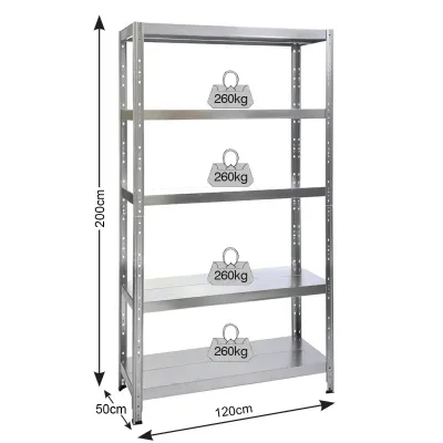 ΡΑΦΙΕΡΑ ΜΕΤΑΛΛΙΚΗ 120x50x200 ΓΚΡΙ 260kg 5 ΡΑΦΙΑ 610422