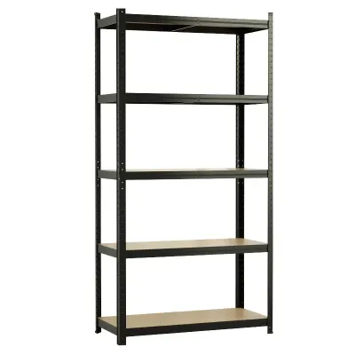 UNIMAC ΡΑΦΙΕΡΑ ΜΕΤΑΛΛΙΚΗ 90x40x180 ΜΑΥΡΗ 175kg 5 ΡΑΦΙΑ MDF 610416