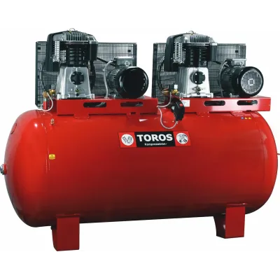 TOROS ΑΕΡΟΣΥΜΠΙΕΣΤΗΣ ME 2 ΚΕΦΑΛΕΣ ΜΕ ΙΜΑΝΤΑ 900LIT/15HP-(7,5+7,5)HP ΜΕ ΠΙΝΑΚΑ Υ/Δ 602074