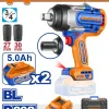 WADFOW ΜΠΟΥΛΟΝΟΚΛΕΙΔΟ ΜΠΑΤΑΡΙΑΣ Li-ion 20V / 1280Nm / 5Ah / 2 ΜΠΑΤ BL Motor (WCD1B128E)