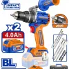 WADFOW ΔΡΑΠ/ΒΙΔΟ ΚΡΟΥΣΤΙΚΟ ΜΠΑΤ. Li-ion 20V / 162Nm / 4Ah / 2 ΜΠΑΤ BL Motor (WCDP16281E)
