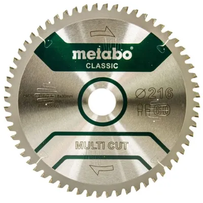 Metabo Πριονόδισκος “multi cut – classic”, 216×30, Z60 FZ/TZ, 5°αρν. /B 628655000