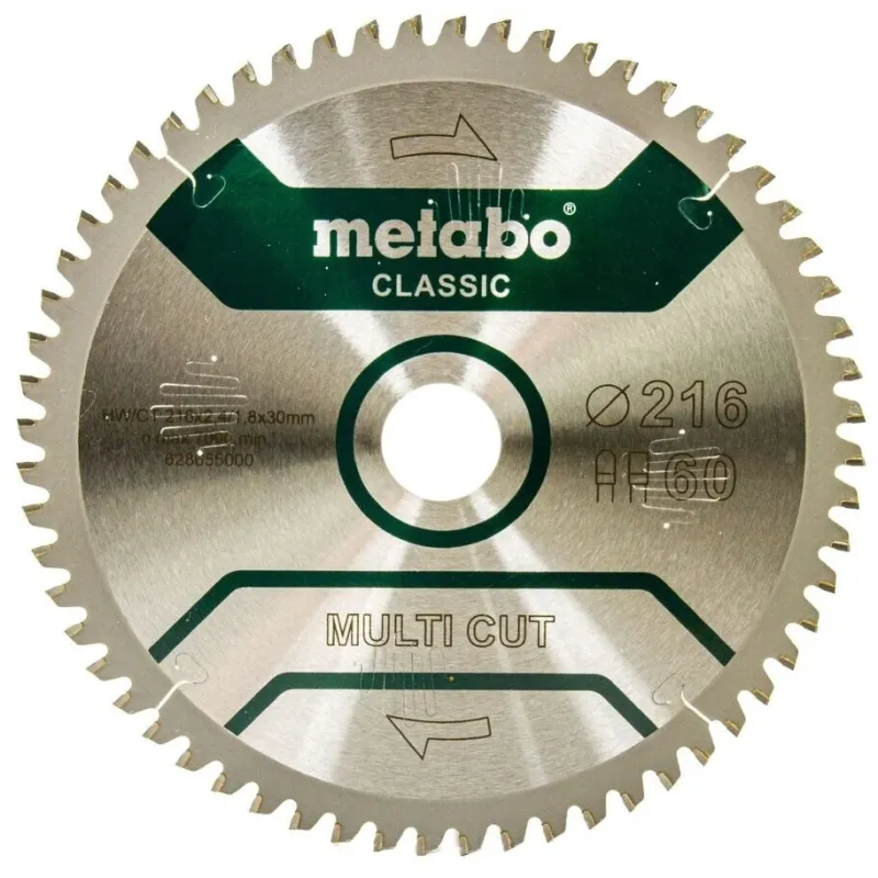 Metabo Πριονόδισκος “multi cut – classic”, 216×30, Z60 FZ/TZ, 5°αρν. /B 628655000
