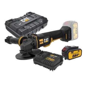 CAT Combo-12 Γωνιακός τροχός μπαταρίας 125mm DX314B + κασετίνα -50% + δώρο μπαταρία 4.0ah DXB4 + δώρο φορτιστής DXC4