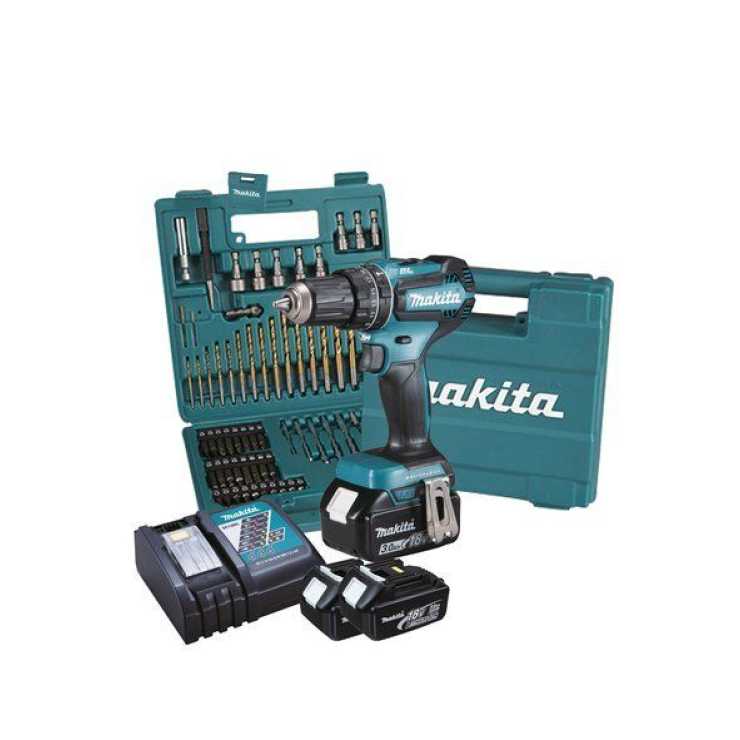 MAKITA ΚΡΟΥΣΤΙΚΟ ΔΡΑΠΑΝΟΚΑΤΣΑΒΙΔΟ 18V 13 mm - 50 Nm - BL - ΕΞΑΡΤΗΜΑΤΑ DHP485FJX1