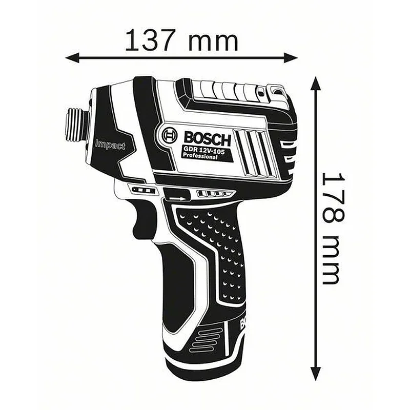BOSCH GDR 12V-105 Professional Παλμικό Κατσαβίδι L-Boxx ( Solo )-06019A6906