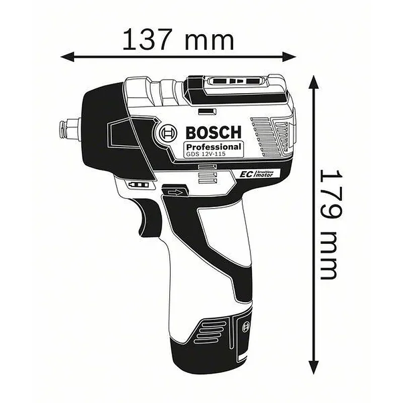 BOSCH GDR 12V-115 EC Παλμικό κατσαβίδι και μπουλονόκλειδο σε L-Boxx ( Solo )-06019E0102