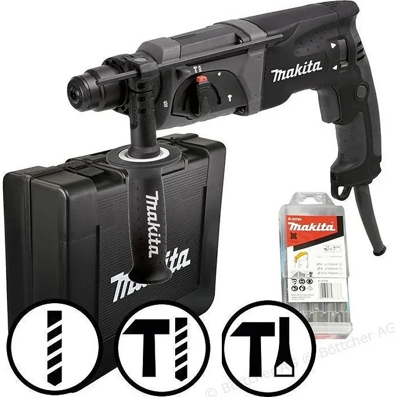 MAKITA Μαύρη Έκδοση Περιστροφικό Πιστολέτο 780W, SDS-Plus + σετ Τρυπάνια HR2470BX40 