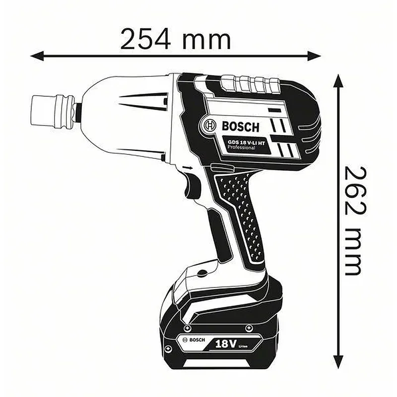 BOSCH GDS 18 V-LI HT Μπουλονόκλειδο/Παλμικό Κατσαβίδι Μπαταρίας 0.601.9B1.30A