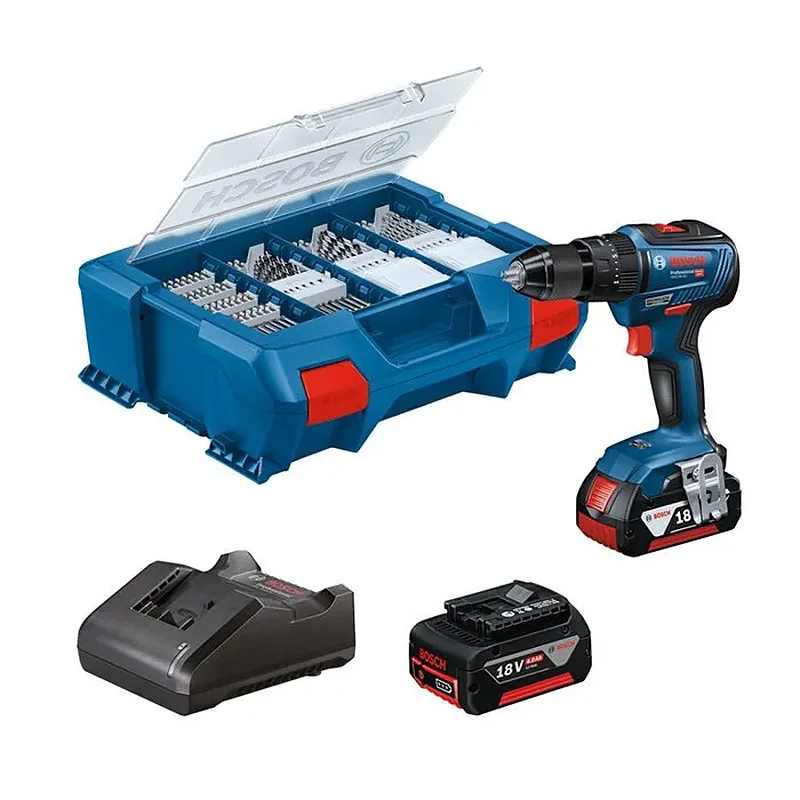 BOSCH GSB 18V-55 Professional Κρουστικό Δραπανοκατσάβιδο Μπαταρίας σε Κασετίνα με Εξαρτήματα (2x4.0Ah) 06019H530A