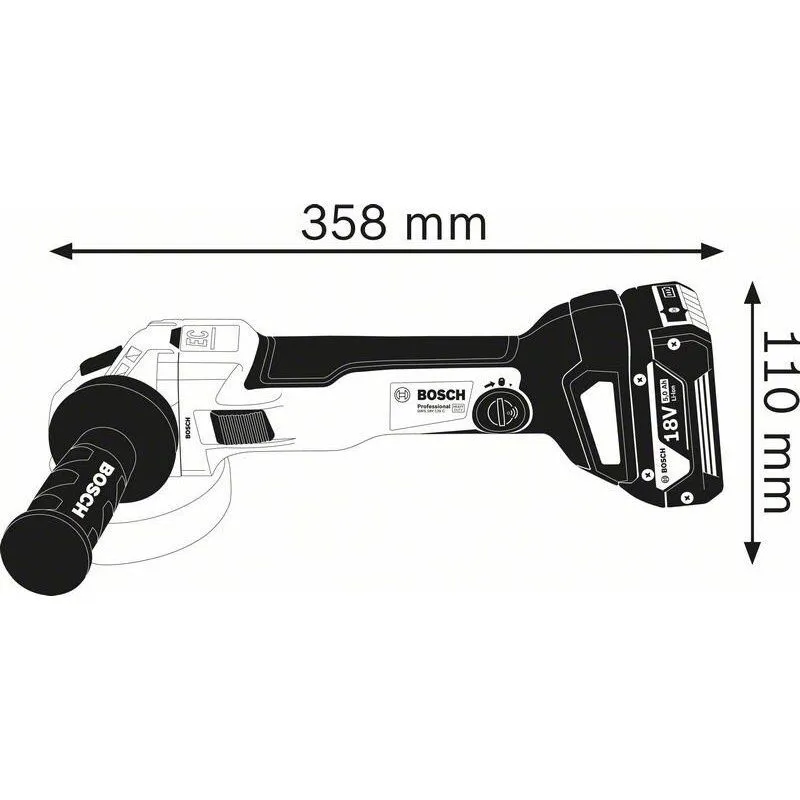 BOSCH - ΓΩΝΙΑΚΟΣ ΛΕΙΑΝΤΗΡΑΣ ΜΠΑΤΑΡΙΑΣ GWS 18V-10 C 115 MM PROFESSIONAL  (SOLO) 18V 06019G320A