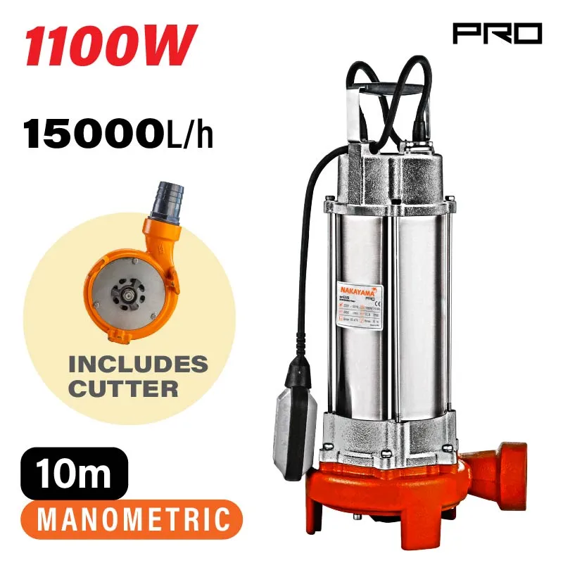 NAKAYAMA Pro SP1115 Αντλία Λυμάτων με Κοπτήρα 1100W 078425
