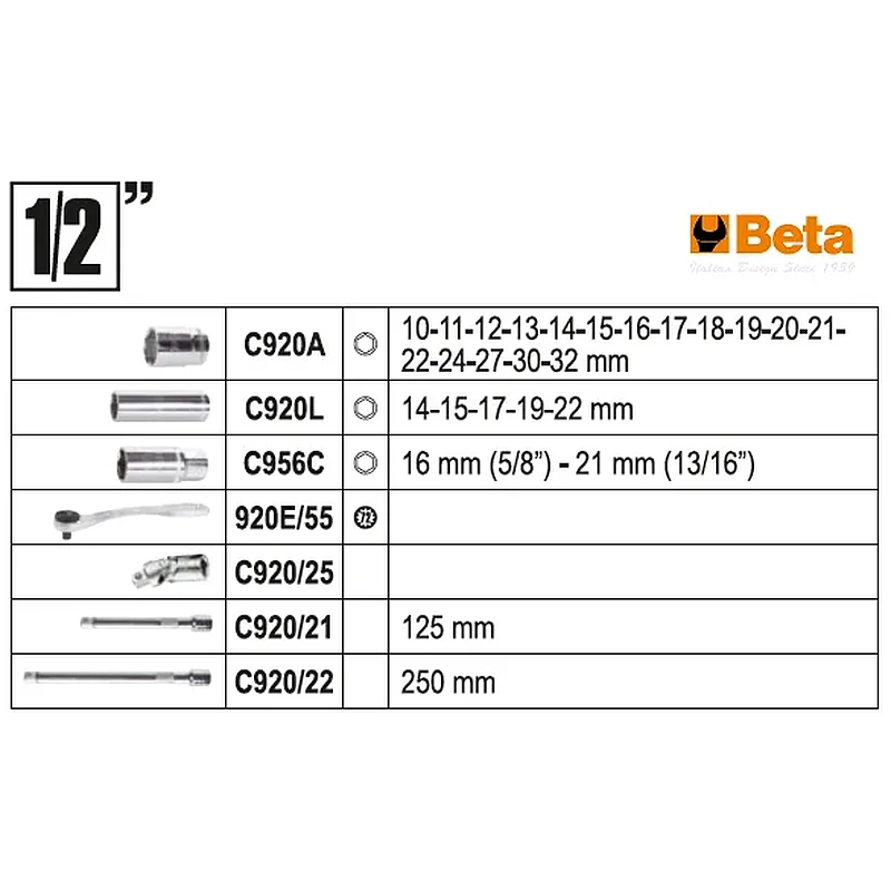 BETA Συλλογή 1/4 - 1/2 Εξαρτημάτων  903E/C98 B009031098