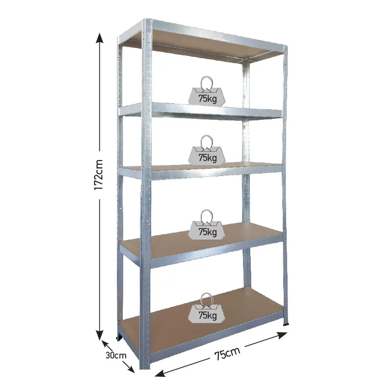 ΡΑΦΙΕΡΑ ΜΕΤΑΛΛΙΚΗ 75x30x172 ΓΑΛΒ. 75kg 5 ΡΑΦΙΑ MDF 610417